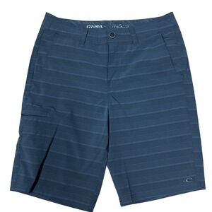 O'Neill Surf Skate Beach Gorpcore Mens Blue Striped Crossover Hybrid Shorts 30